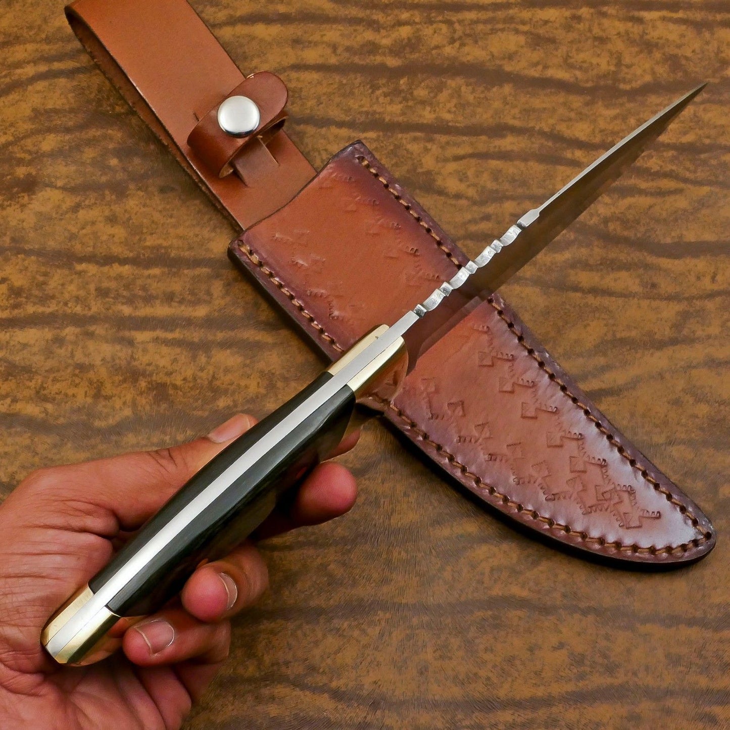 Handmade 12 Inch D2 Steel Full Tang Bowie Hunting Camping Knife