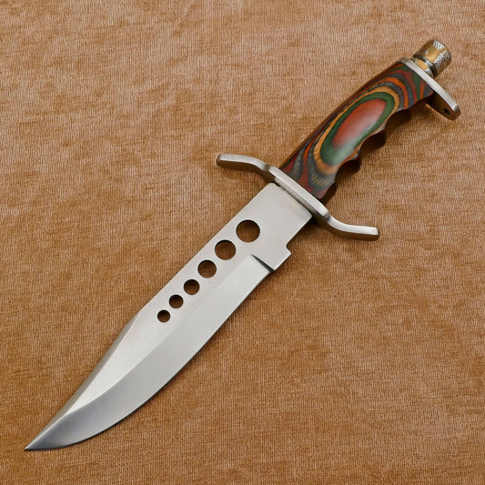 Rugged Handmade 12" D2 Clip Point Fixed Blade Bowie Hunting Knife with Sheath