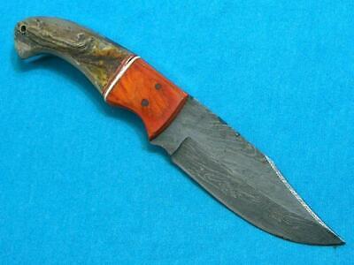 Damascus Steel Bowie Knife – Ram’s Horn Handle, Hunting & Survival Utility