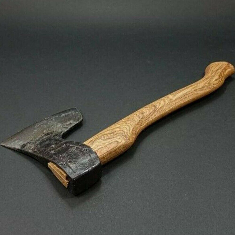 Handmade Carbon Steel Viking Bearded Hatchet Axe with Leather Wrapped Handle and Sheath – Camping Hunting Gift