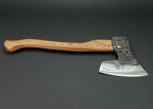 Handmade Carbon Steel Viking Bearded Hatchet Axe with Leather Wrapped Handle and Sheath – Camping Hunting Gift