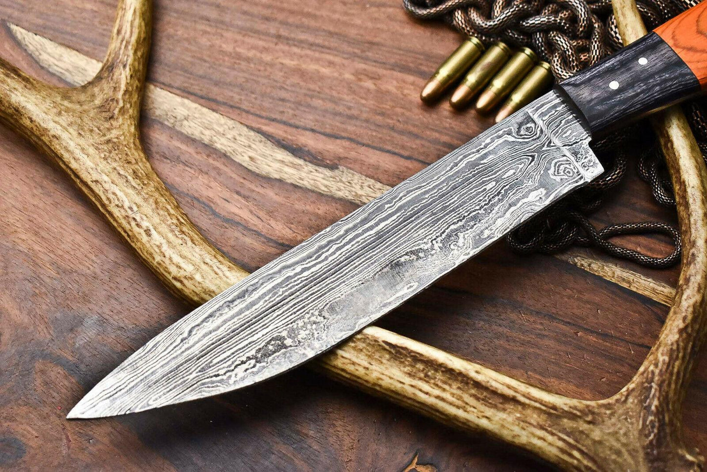 Premium Handcrafted Damascus Steel Chef Knife | Full Tang with Hard Wood Handle