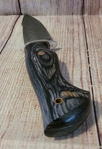 Heritage Forge Custom Handmade Damascus Steel Bowie Hunting Knife Natural Wood Handle with Sheath