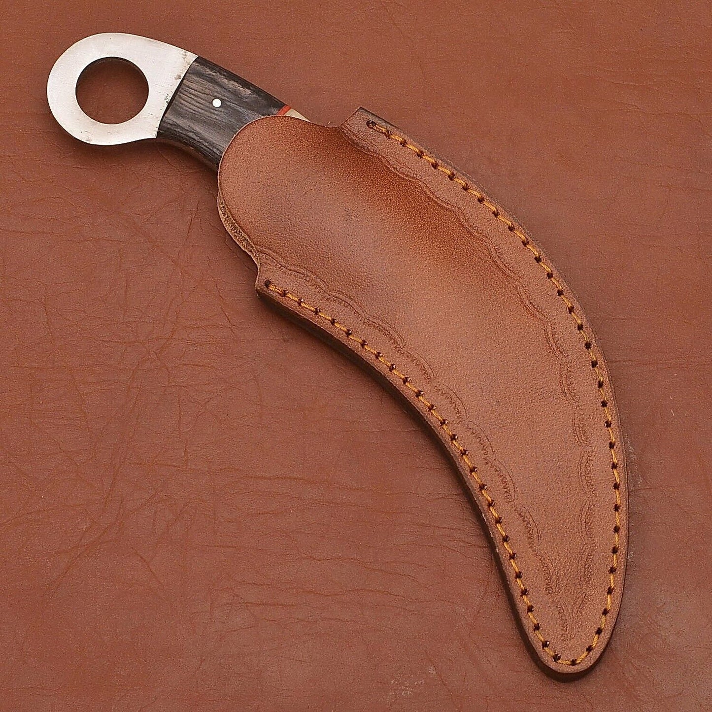 Custom Handmade Damascus Karambit Damascus Steel Karambit Knife with Wood & Bone Handle