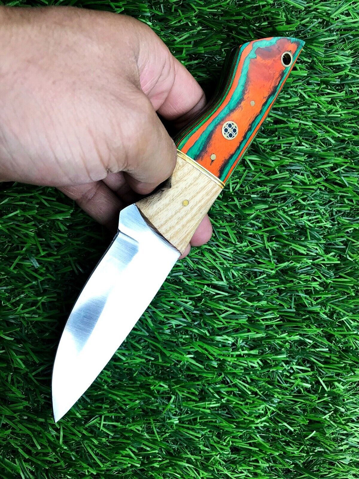 9" Handmade Stainless Steel Skinner Knife – Hunting Blade with Leather Sheath