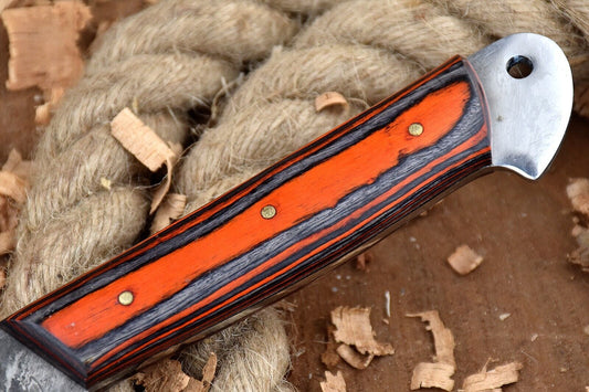 Custom Handmade Forged Damascus Steel Chef Cleaver Knife with Leather Sheath