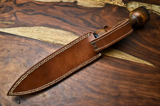 13" Damascus Dagger Bowie Knife – Walnut Wood Handle