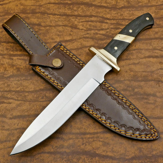 Handcrafted D2 Steel Full Tang Bowie Knife | Hunting & Camping with Pakka Wood Handle