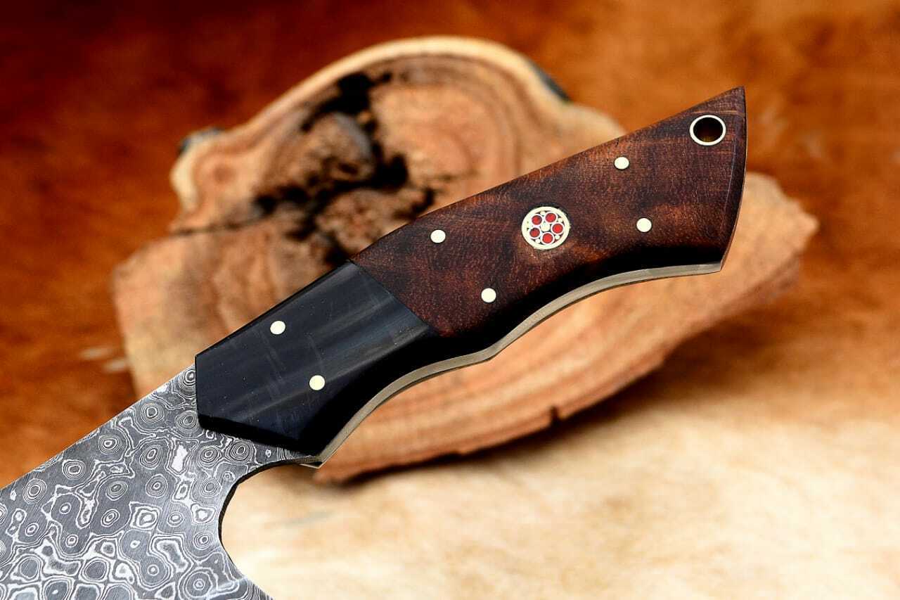 Heavy Duty Handmade Damascus Steel Chef Knife – Meat Cleaver, Butcher Chopper with Leather Sheath