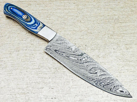 12" Handmade Damascus Steel Chef Knife | Professional Kitchen Knife with Hardwood Handle
