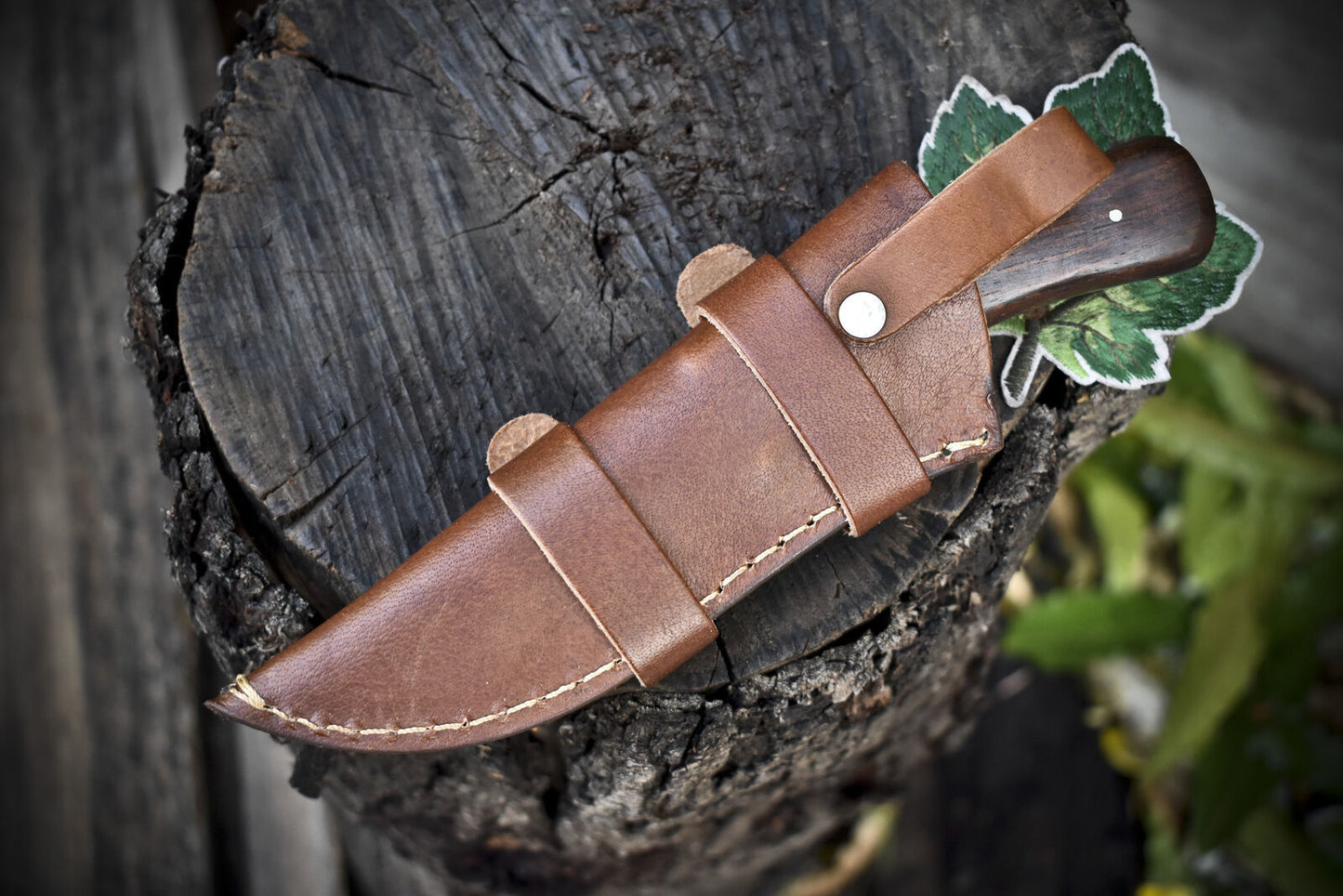 8.5" Twist Damascus Skinner Knife with Hard Wood Handle – Custom Handmade Outdoor Fixed Blade
