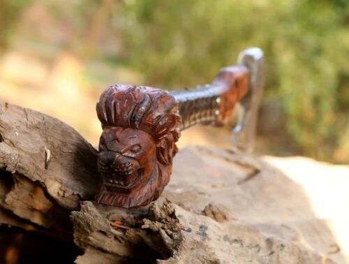 Custom Handmade Forged Carbon Steel Axe – Viking Tactical Hatchet Tomahawk with Cold Steel Axe Head Cane