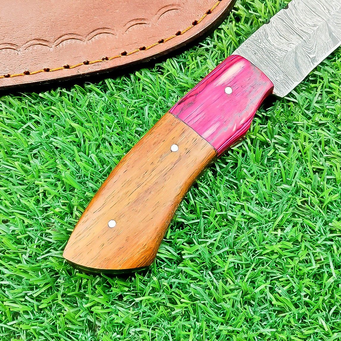 Custom Handmade Damascus Steel Bull Cutter Knife 8" Full Tang Custom Bull Cutter Knife With Wood Handle