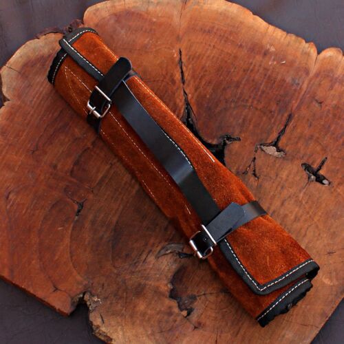 5PCS Handmade Damascus Steel Kitchen Knife Set w/ Leather Bag | Heritage Forge