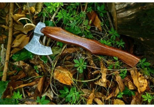 Custom Handmade Forged Damascus Steel Tomahawk Hatchet Axe | Integral Design with Leather Sheath – Camping, Hunting & Tactical Damascus Axe