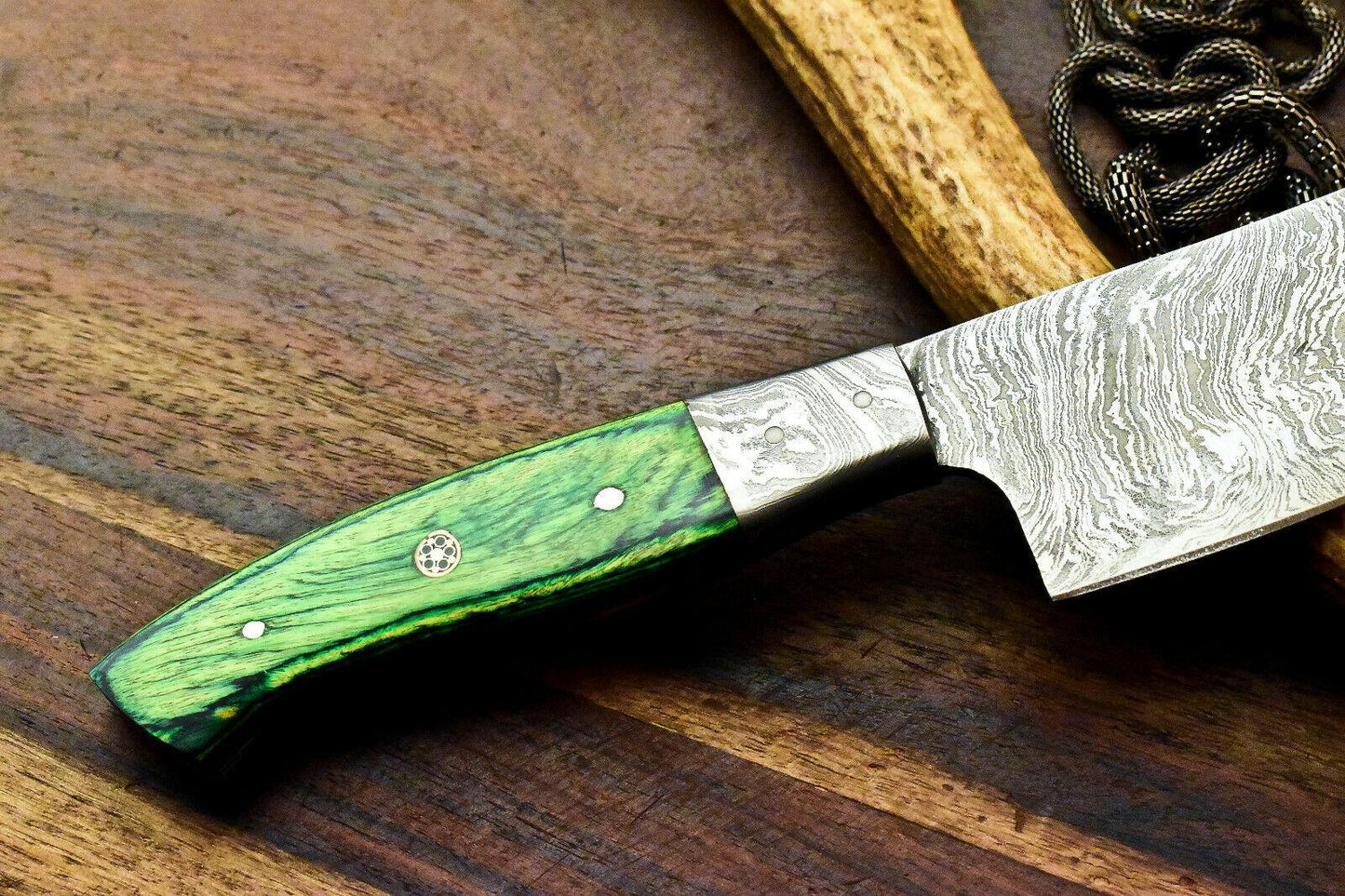 Custom Handmade Damascus Steel Chef Kitchen Knife – 12" Full Tang with 7" Blade & 5" Hardwood Handle