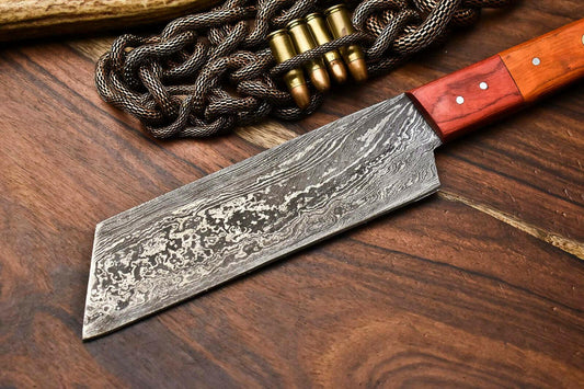 Hand Made Damascus Steel Blade Chef Kitchen Full Tang Knife – 11.5" Blade