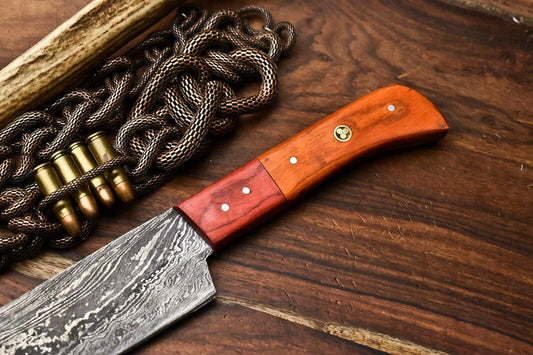 Handmade Damascus Steel Chef Knife – Full Tang Kitchen Knife with Polished Handle