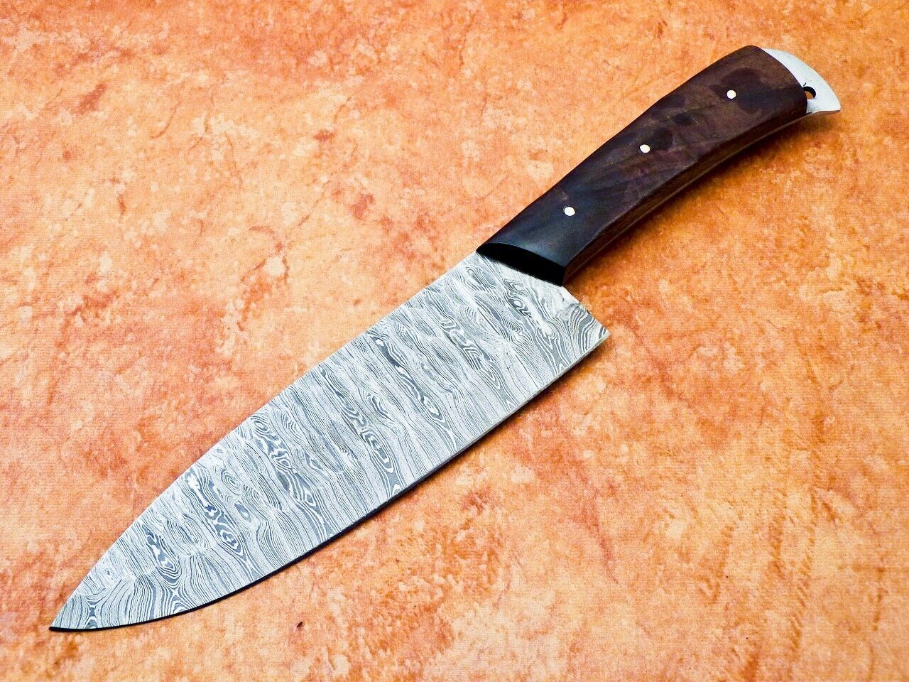 12" Professional Damascus Chef Knife – Handmade Kitchen Knife with Natural Wood Handle