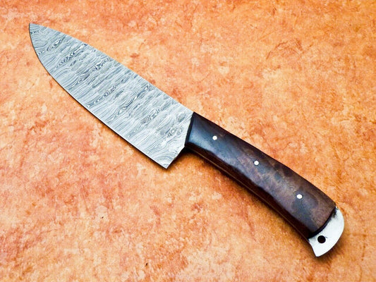 12" Professional Damascus Chef Knife – Handmade Kitchen Knife with Natural Wood Handle