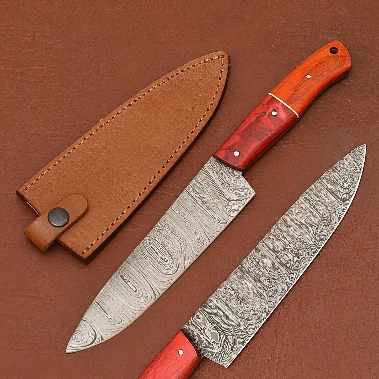 Premium Custom Handmade Damascus Steel Chef Knife | 12" Kitchen Knife with Wood Handle