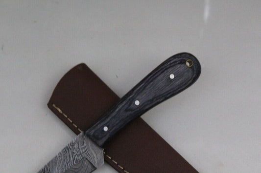 Handmade Damascus Skinner Knife PakkaWood Handle Custom Fixed Blade