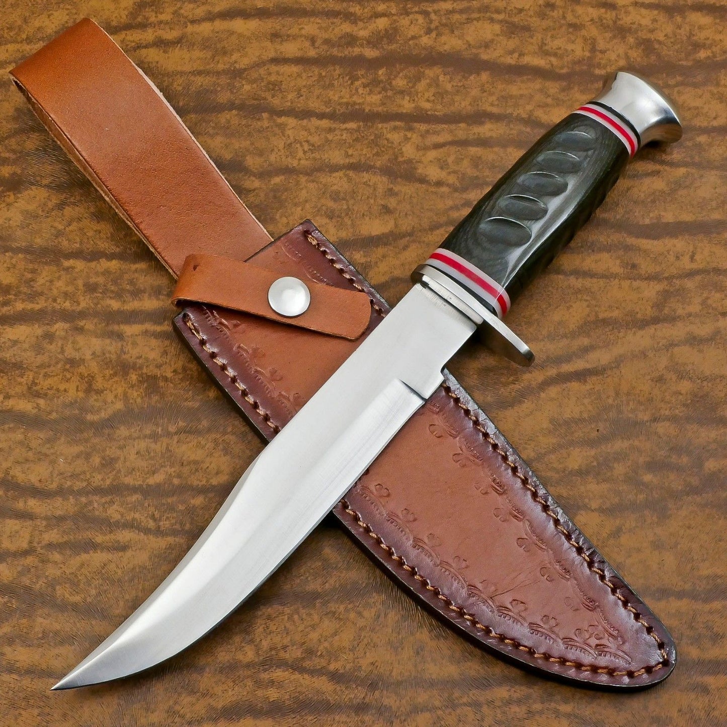 Custom Handmade 12 Inch D2 Steel Hunting Bowie Outdoor Knife – Full Tang Survival Blade