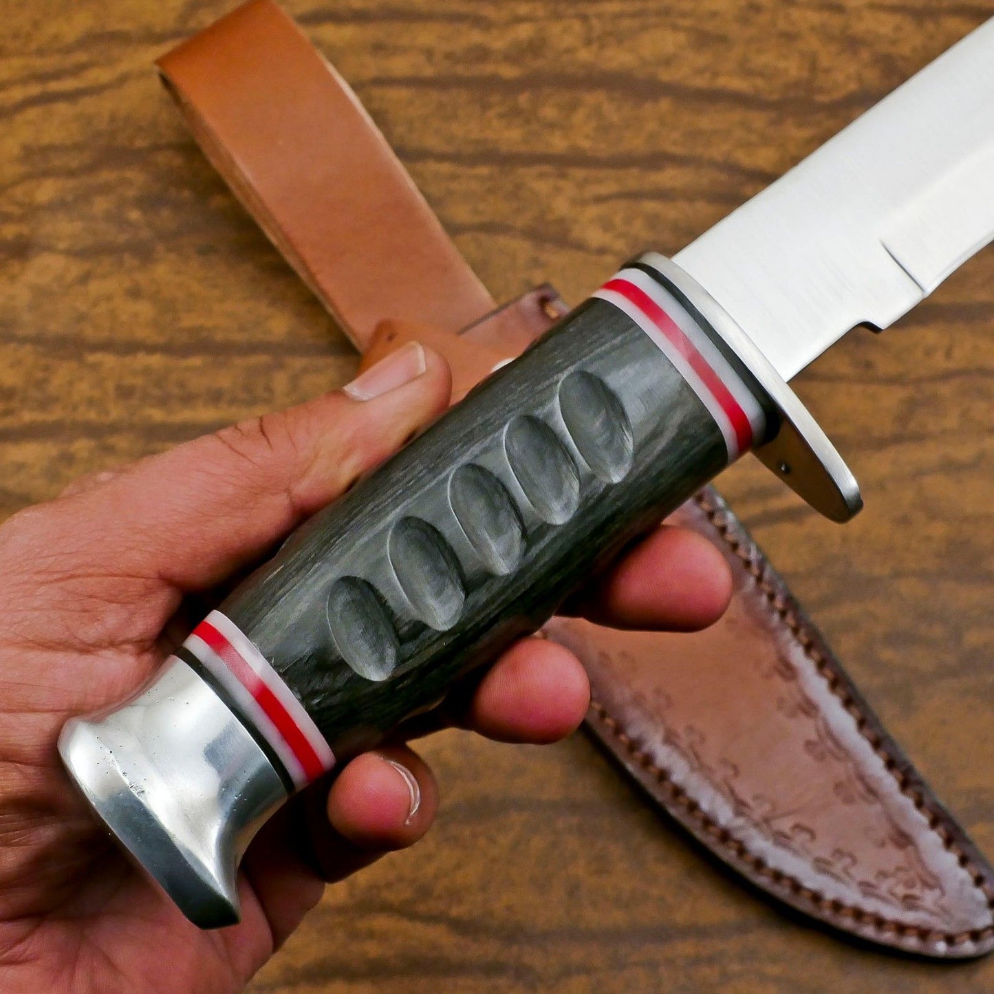 Custom Handmade 12 Inch D2 Steel Hunting Bowie Outdoor Knife – Full Tang Survival Blade