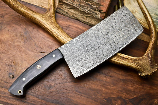 Custom Handmade Damascus Steel Chef Chopper Knife – Full Tang Kitchen Knife