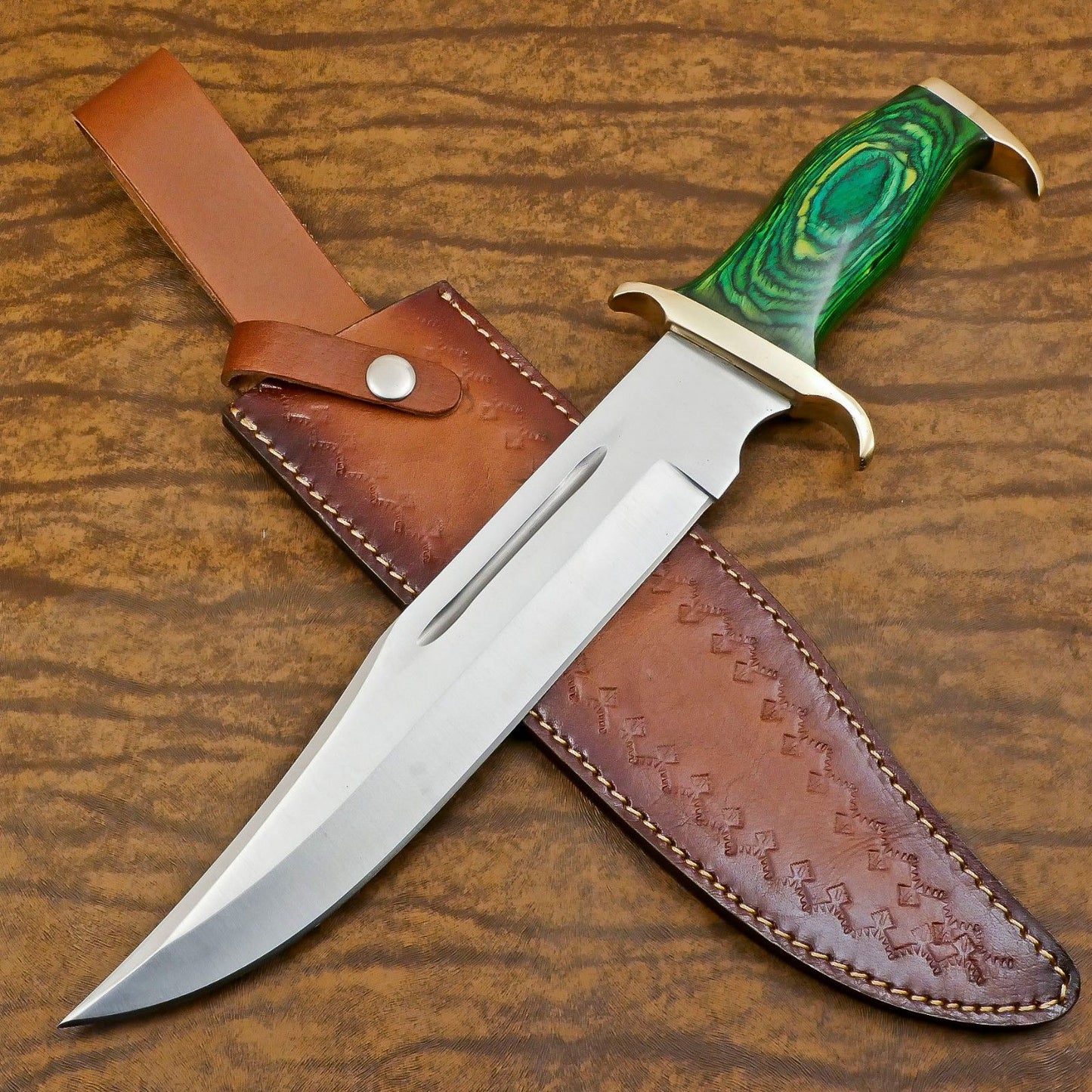 Premium 12-Inch D2 Steel Bowie Hunting Knife with Pakka Wood Handle