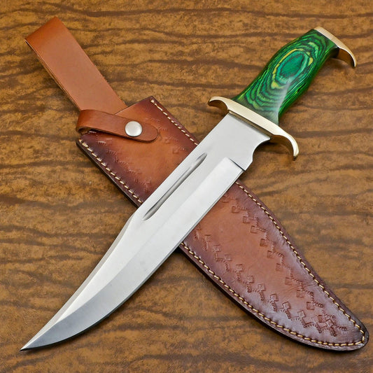 Premium 12-Inch D2 Steel Bowie Hunting Knife with Pakka Wood Handle