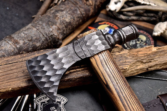 Hand Forged 1095 High Carbon Steel Viking Tomahawk | Camping & Hunting Axe with Leather Sheath