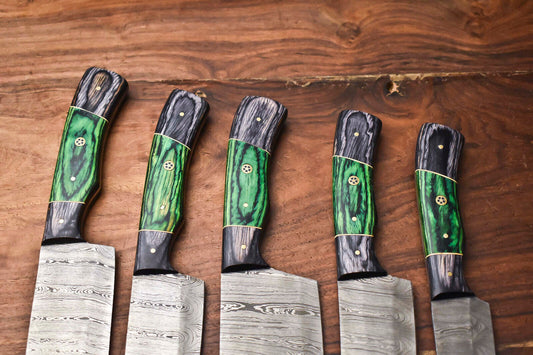 Premium 5-Piece Handmade Damascus Steel Chef Knife Collection