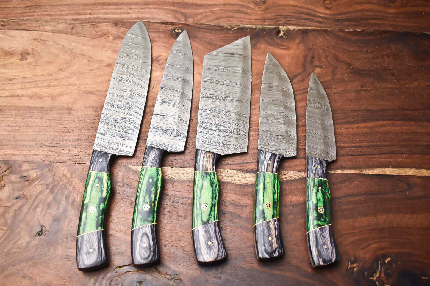 Premium 5-Piece Handmade Damascus Steel Chef Knife Collection