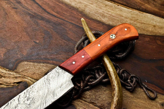 Exquisite Handmade Damascus Steel Chef Knife | Full Tang Kitchen Blade with Hard Wood Handle