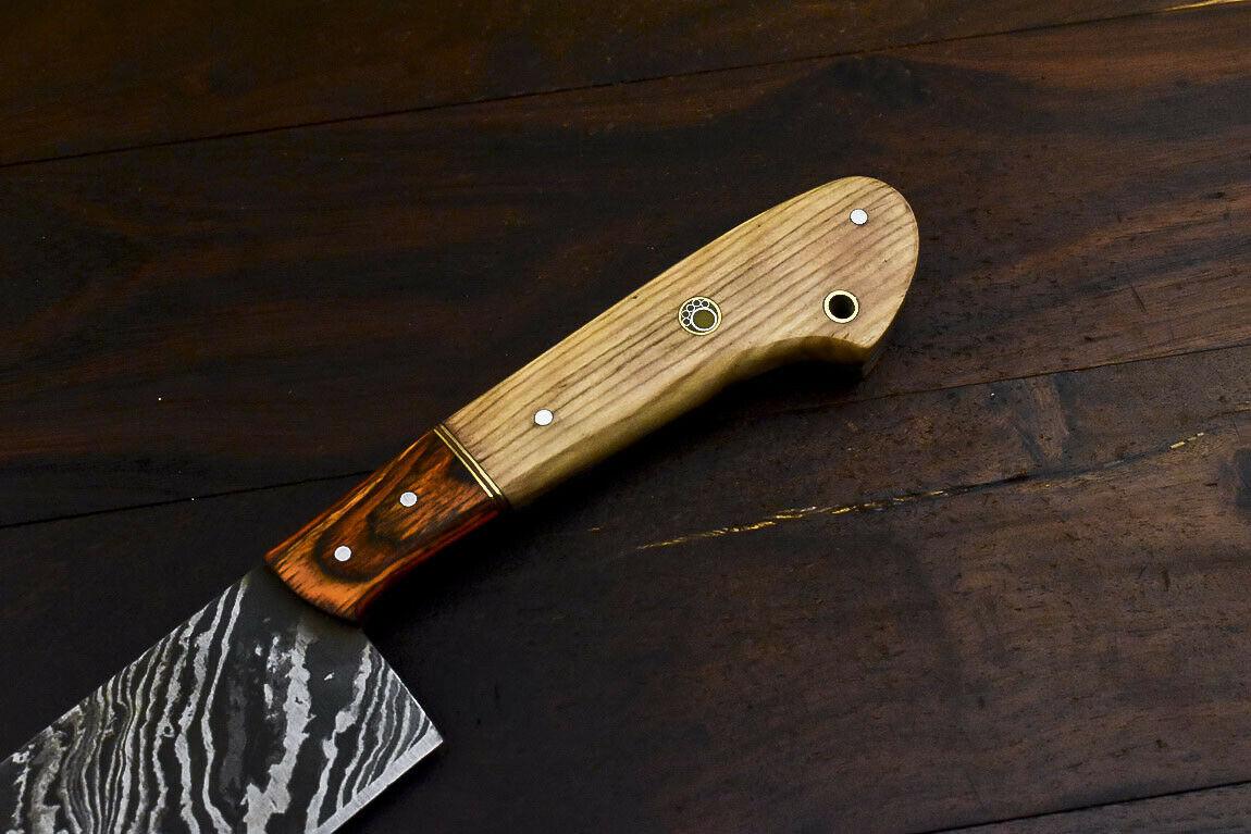Hand Forged 13" Damascus Steel Hunting & Professional Chef Knife with Olive Wood Handle
