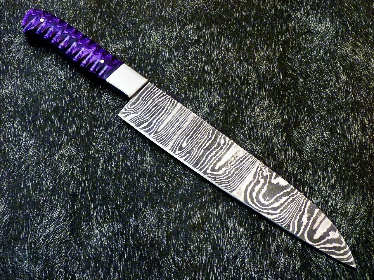 13" Custom Hand Forged Damascus Steel Chef Kitchen Knife with Hardwood Handle