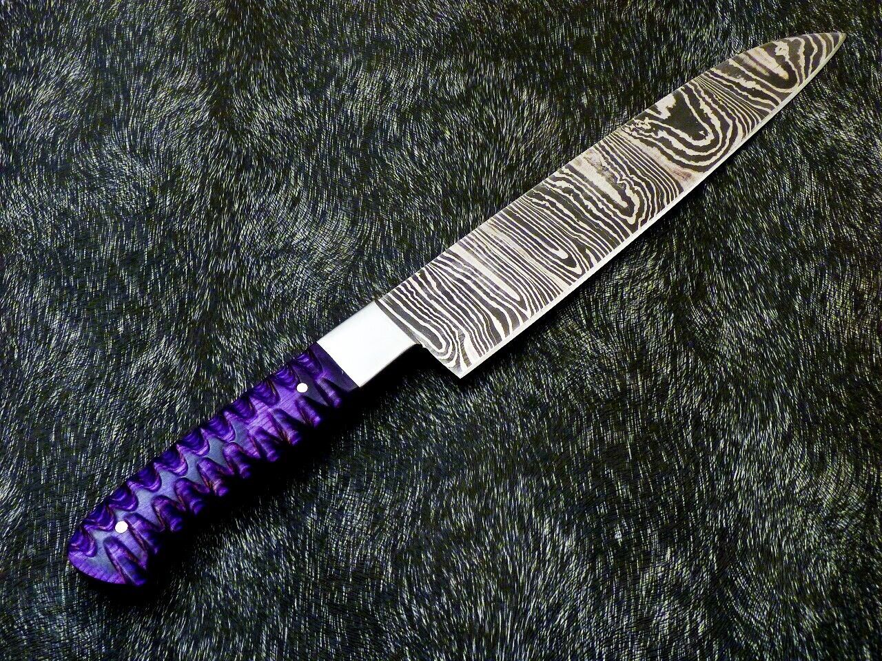 13" Custom Hand Forged Damascus Steel Chef Kitchen Knife with Hardwood Handle