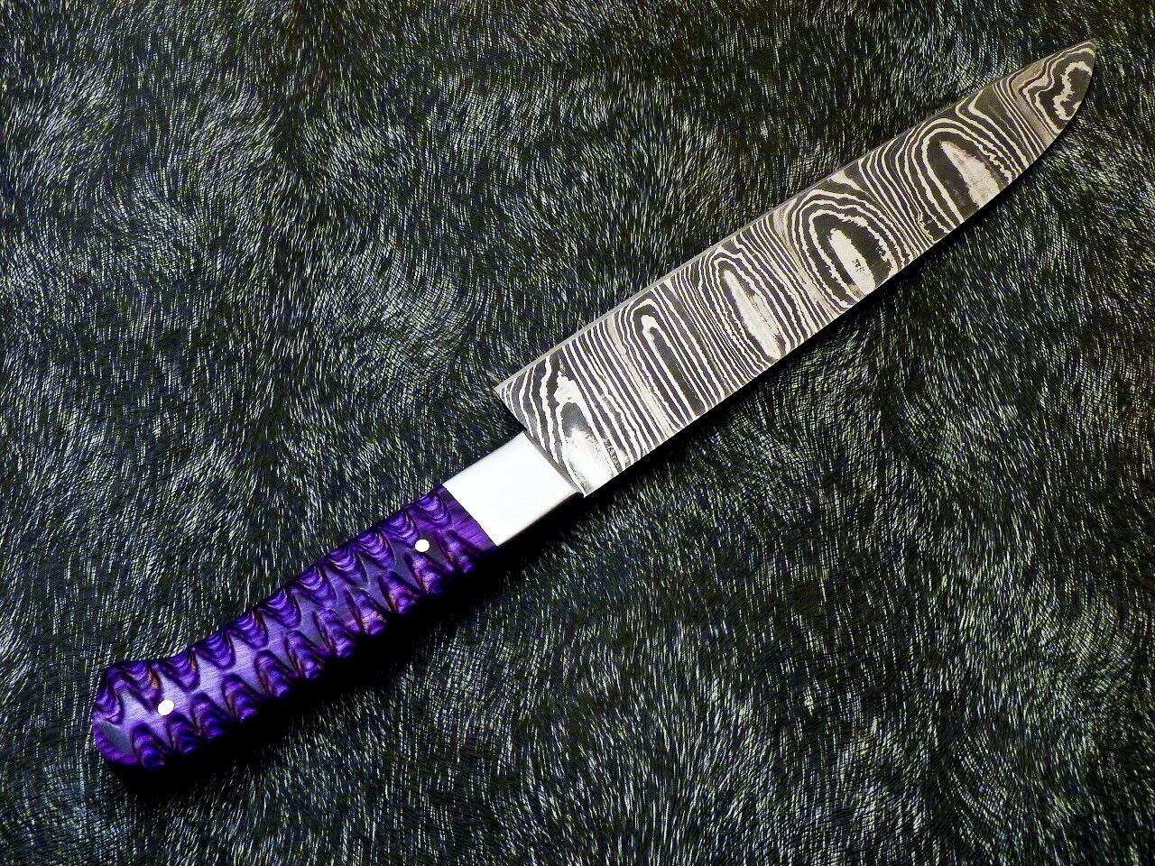 13" Custom Hand Forged Damascus Steel Chef Kitchen Knife with Hardwood Handle