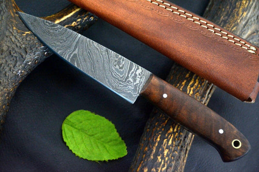 Custom 8.0" OAL Handmade Damascus Steel Chef Knife with Walnut Handle