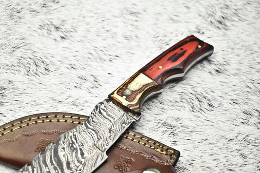 10" Custom Handmade Forged Damascus Steel Hunting Tracker Knife | Fixed Blade Camping Knife