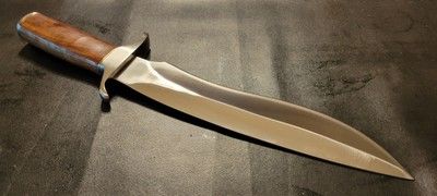 Handmade 17 Inch D2 Steel Hunting Bowie Jungle Knife – Wood Handle with Leather Sheath