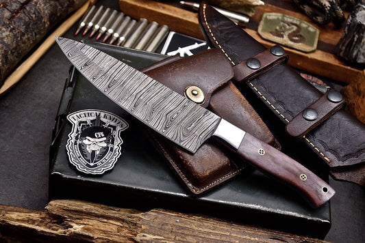 Handmade Damascus Autumn Bone Hunting Skinner Knife – 11.5" Custom Camping & Chef Blade