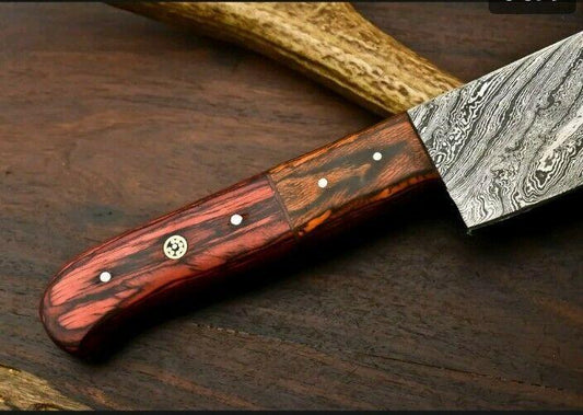 Custom Hand Made Damascus Nakiri Chef Knife – Hardwood Handle