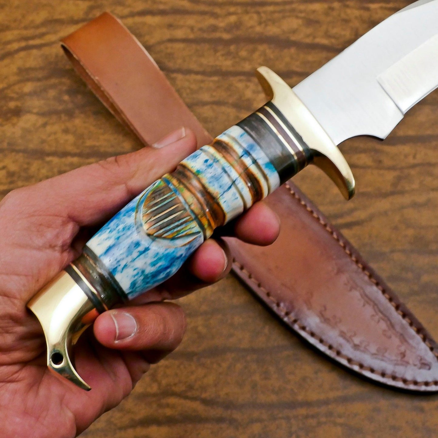 Custom Handmade 12 Inch D2 Steel Hunting Bowie Outdoor Knife – Full Tang Survival Blade