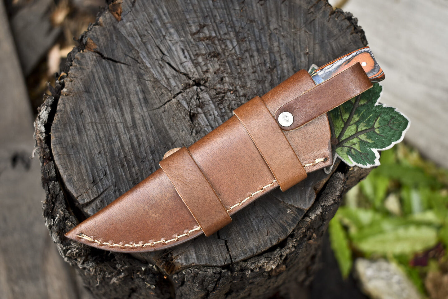8" Twist Damascus Skinner Knife with Mixed Handle | Handmade Camping & Hunting Blade
