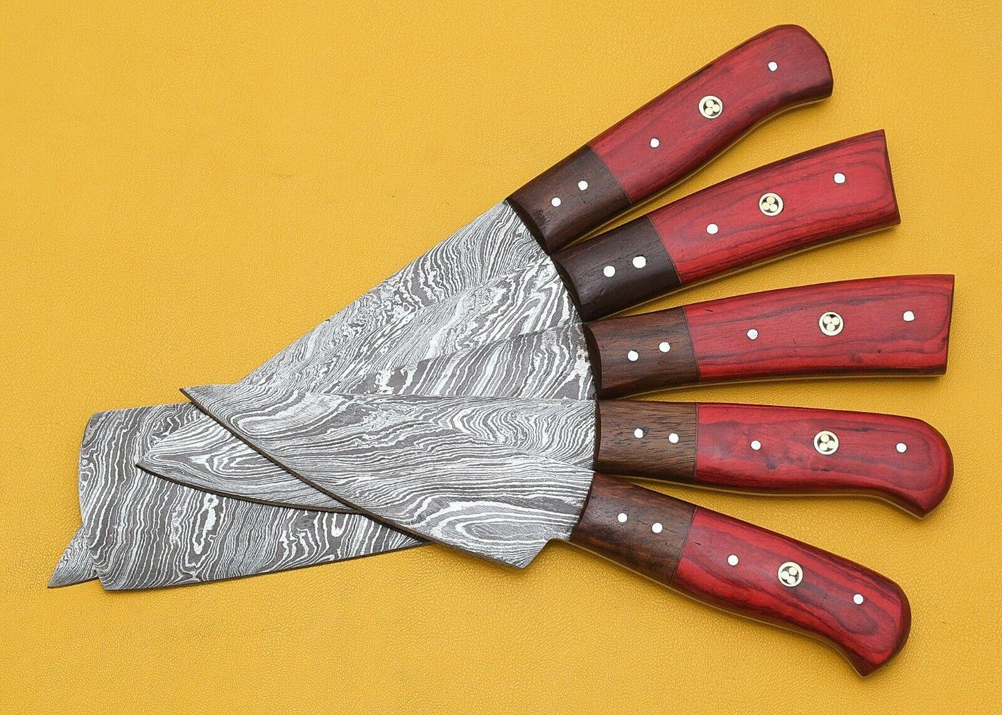 Custom Handmade Damascus Kitchen Chef Knife Set – 256 Layers, Pakka Wood Handle