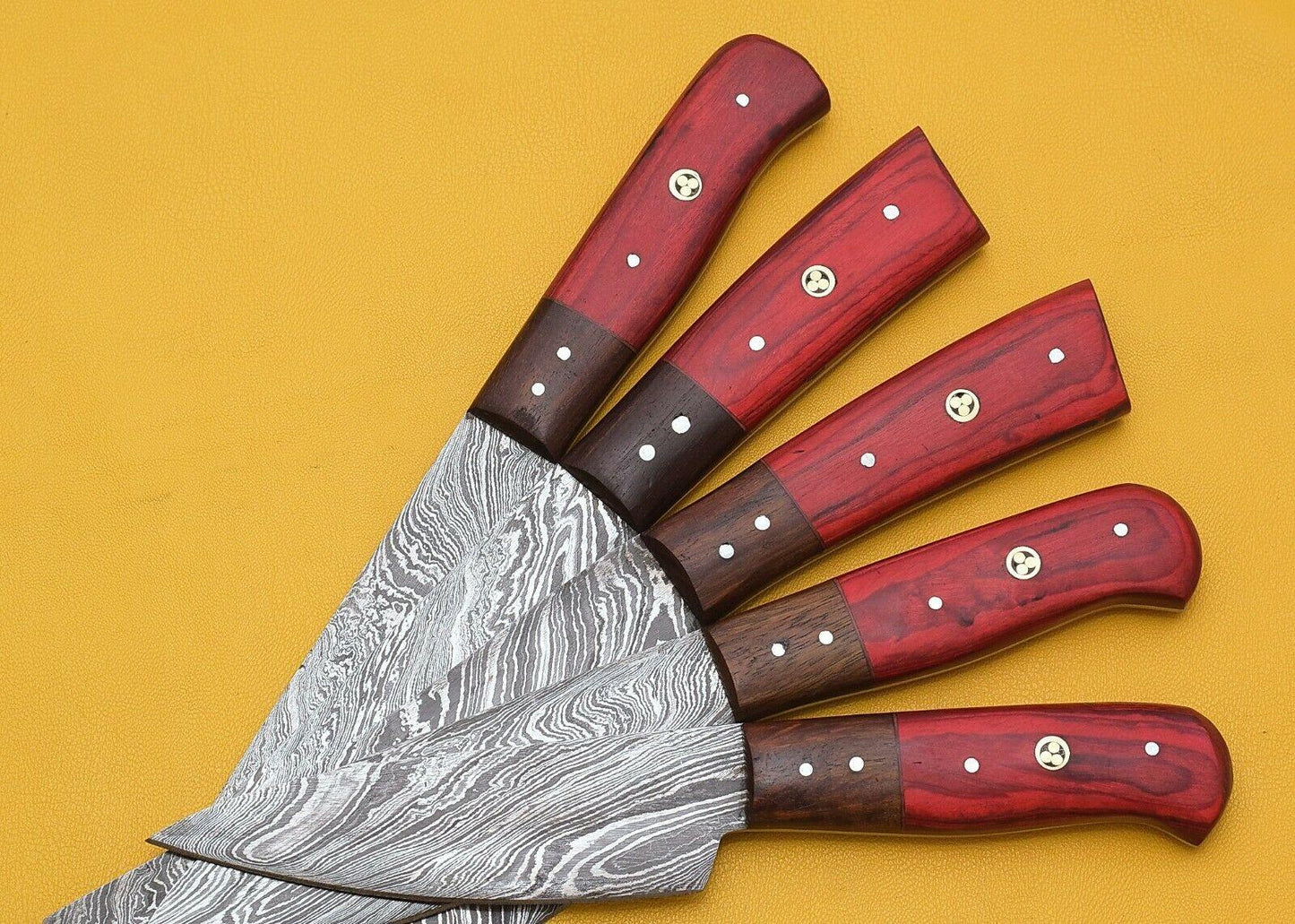 Custom Handmade Damascus Kitchen Chef Knife Set – 256 Layers, Pakka Wood Handle