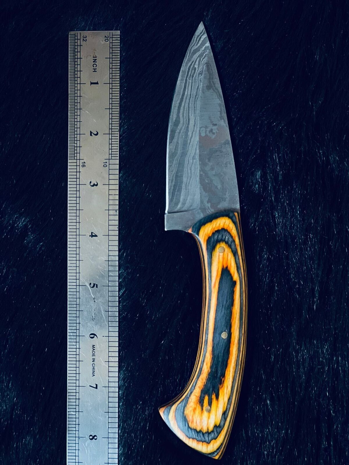 8.5" Custom Handmade Twist Damascus Steel Bowie Knife with Wood Handle