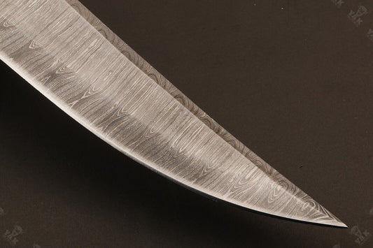 15 Inch Handmade Fire Damascus Steel Bowie Knife with Wood And Brass Handle by Heritage Forge